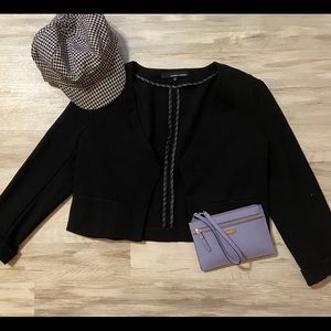 Cropped Breasted Black Blazer with Rolled Sleeves